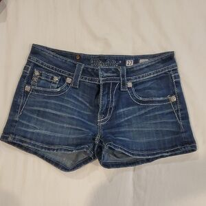 Miss Me Dark Blue Jean Shorts